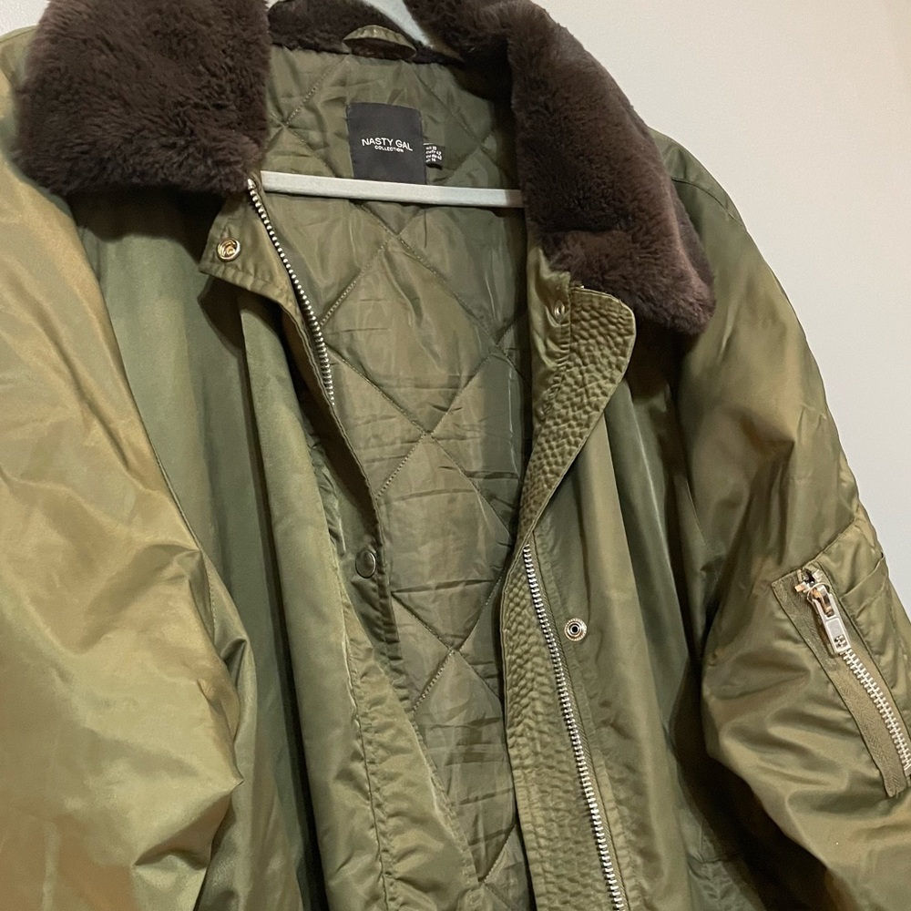 Nasty Gal - Faux Fur Oversized Bomber Jacket